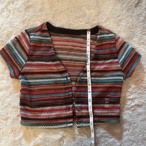 SheIn Woven Button Front Crop Top